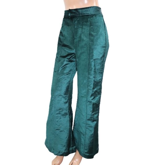 FREE PEOPLE WOMEN'S WALK WITH YOU VELVET FLARE TROUSERS JADE 10 - Picture 3 of 8